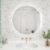 32 Inch Round Backlit Bathroom Mirror, LED round mirror with lighting strip, waterproof LED strip with adjustable 3-color and dimmable lighting,Touch