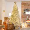 GO 7 FT White Christmas Tree with 500 LED Warm Lights, PVC branch, Artificial Holiday Christmas Pine Tree with Star Top