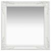 Wall Mirror Baroque Style 23.6"x23.6" White