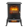 Electric Fireplace Stove Space Heater 1500W Portable Freestanding with Thermostat, Realistic Flame Logs Vintage Design for Corners