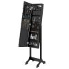 Free-Standing Mirror with LED Black 13.4"x14.6"x57.5"