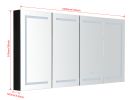 72 in. W x 36 in. H LED Large Rectangular Black Aluminum Alloy Surface Mount Medicine Cabinet with Mirror