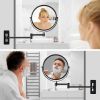 8-inch Wall Mounted Makeup Vanity Mirror, 1X / 10X Magnification Mirror, 360¬∞ Swivel with Extension Arm (Black&Chrome)