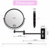 8-inch Wall Mounted Makeup Vanity Mirror, 1X / 10X Magnification Mirror, 360¬∞ Swivel with Extension Arm (Black&Chrome)