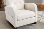 High Back Rocking Chair Nursery Chair .Comfortable Rocker Fabric Padded Seat .Modern High Back Armchair