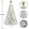 GO 7 FT White Christmas Tree with 500 LED Warm Lights, PVC branch, Artificial Holiday Christmas Pine Tree with Star Top