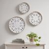 Medallion Trio Distressed White Floral 3-piece Carved Wood Wall Decor Set