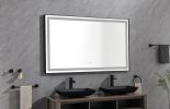 96in. W x48 in. H Framed LED Single Bathroom Vanity Mirror in Polished Crystal Bathroom Vanity LED Mirror with 3 Color Lights Mirror for Bathroom Wall