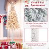 6 Feet Pre-Lit Slim Pencil Christmas Tree Snow Flocked Xmas Decor