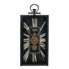 Decorative Black and Gold Roman Numeral Table Clock, Home Decor Gear Clock, 21" x 10"