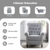 Pushback Linen Tufted Recliner Single Sofa with Nailheads Roll Arm for Living Room, Bedroom, Office, Gray