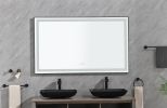 96in. W x48 in. H Framed LED Single Bathroom Vanity Mirror in Polished Crystal Bathroom Vanity LED Mirror with 3 Color Lights Mirror for Bathroom Wall