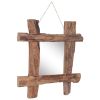 Log Mirror Natural 19.7"x19.7" Solid Reclaimed Wood