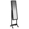 Free-Standing Mirror with LED Black 13.4"x14.6"x57.5"