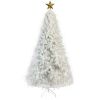 GO 7 FT White Christmas Tree with 500 LED Warm Lights, PVC branch, Artificial Holiday Christmas Pine Tree with Star Top