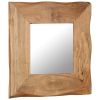 Cosmetic Mirror 19.7"x19.7" Solid Acacia Wood