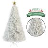 GO 7 FT White Christmas Tree with 500 LED Warm Lights, PVC branch, Artificial Holiday Christmas Pine Tree with Star Top