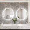 24 Inch Round Backlit Bathroom Mirror, LED round mirror with lighting strip, waterproof LED strip with adjustable 3-color and dimmable lighting,Touch