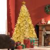 GO 7 FT White Christmas Tree with 500 LED Warm Lights, PVC branch, Artificial Holiday Christmas Pine Tree with Star Top