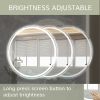 24 Inch Round Backlit Bathroom Mirror, LED round mirror with lighting strip, waterproof LED strip with adjustable 3-color and dimmable lighting,Touch