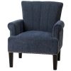 Accent Rivet Tufted Polyester Armchair ,Navy Blue