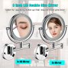 8 Inch LED Wall Mount Two-Sided Magnifying Makeup Vanity Mirror 12 Inch Extension Chrome Finish 1X/3X Magnification Plug 360 Degree Rotation Waterproo