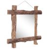 Log Mirror Natural 27.6"x27.6" Solid Reclaimed Wood