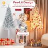 6 Feet Pre-Lit Slim Pencil Christmas Tree Snow Flocked Xmas Decor