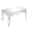 ON-TREND Sleek Glass Mirrored Coffee Table with Adjustable Legs, Easy Assembly Cocktail Table with Sturdy Design, Luxury Contemporary Center Table for