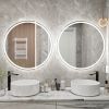 20 Inch Round Backlit Bathroom Mirror, LED round mirror with lighting strip, waterproof LED strip with adjustable 3-color and dimmable lighting,Touch