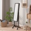 Free-Standing Mirror with LED Black 13.4"x14.6"x57.5"