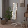 Free-Standing Mirror with LED White 13.4"x14.6"x57.5"