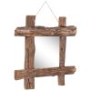 Log Mirror Natural 19.7"x19.7" Solid Reclaimed Wood