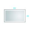 60*36 LED Lighted Bathroom Wall Mounted Mirror with High Lumen+Anti-Fog Separately Control