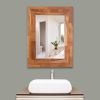 Solid Teak Wood Wall Mounted Mirror for Bathroom,Bedroom, HD Makeup Mirror,Decror Wall Mirror